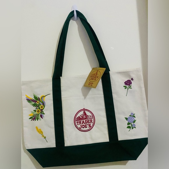 Trader Joe'S Handbags - NWT Embroidered Trader Joe’s Canvas Tote | Boho Reusable Market Bag | Gift Idea